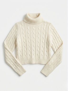 Max Studio Girls XS 4 Ivory Cable Knit Gold Lurex Metallic Sparkle‎ Sweater kids